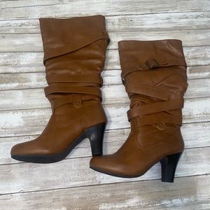 Brown Faux Leather Boots